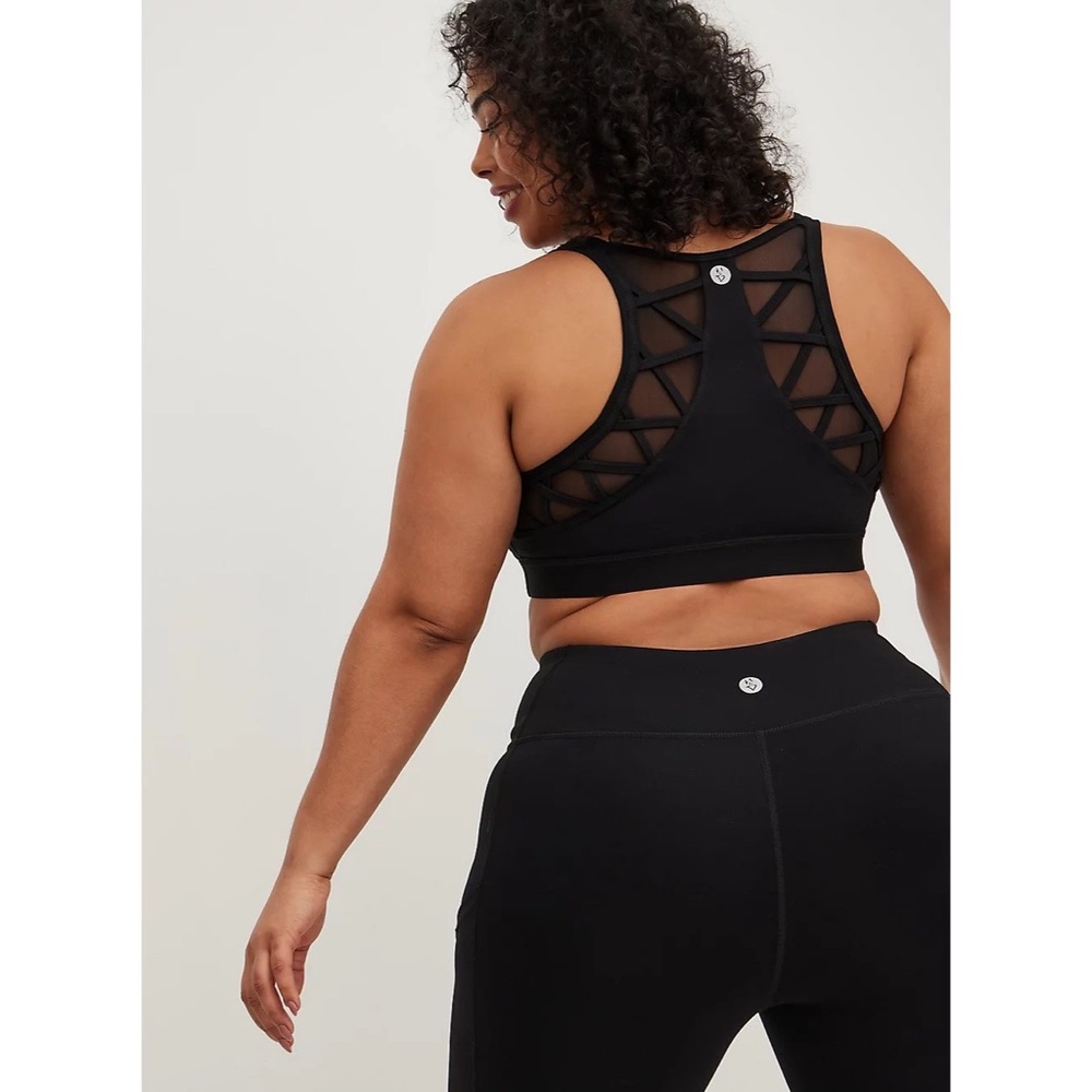 Torrid Active Wicking Sports Bra Performance Core Black With Mesh Back